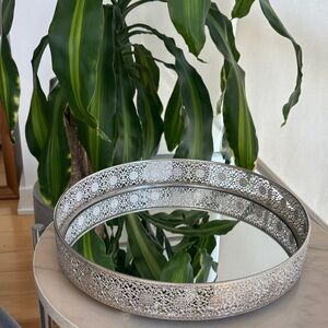 13.7” Silver Decorative Mirror Tray